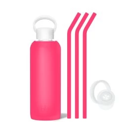 DEBBIE - DEMI BOTTLE SIP KIT 650ML (22OZ) -Bkr Shop bkr bottle sip kit glass silicone water bottle silicone straw straw cap 22oz debbie demi bottle sip kit 650ml 22oz pkdebtb t22pb 0 35651327754411
