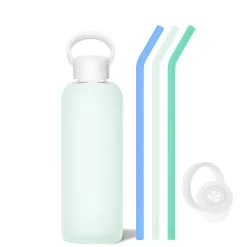 HAVEN & THE SOUTHAMPTON - DEMI BOTTLE SIP KIT 650ML (22OZ) -Bkr Shop bkr bottle sip kit glass silicone water bottle silicone straw straw cap 22oz haven the southampton demi bottle sip kit 650ml 22oz grhshtb t22pb 0 36134769950891