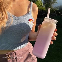 FOOF & THE COTTON CANDY - DEMI CUP SIP KIT 500ML (16oz) -Bkr Shop bkr insulated glass tumbler 16oz foof the cotton candy cup sip kit 500ml 16oz vtfcctb l16pb 34381076857003