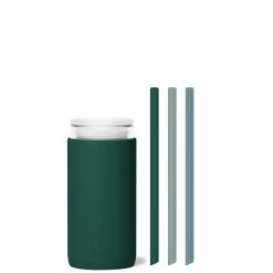 EVERLY & SEA FOREST - LITTLE CUP SIP KIT 355ML (12oz) -Bkr Shop bkr insulated sip kit double wall glass silicone tumbler silicone straw 12oz everly sea forest little cup sip kit 355ml 12oz gresfpb l12pb 34890649600171