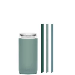 OCEAN & SEA FOREST - LITTLE CUP SIP KIT 355ML (12oz) -Bkr Shop bkr insulated sip kit double wall glass silicone tumbler silicone straw 12oz ocean sea forest little cup sip kit 355ml 12oz 35616539934891