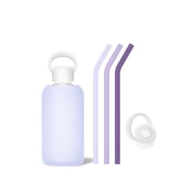 DREAM & THE SOCIALITE VIOLETS - LITTLE BOTTLE SIP KIT 500ML (16 OZ) -Bkr Shop bkr sip kit silicone straw cap glass water bottle 16oz dream the socialite violets little bottle sip kit 500ml 16 oz bldsstb t16pb 35005511532715