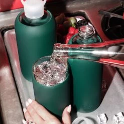 EVERLY & SEA FOREST - LITTLE BOTTLE SIP KIT 500ML (16 OZ) -Bkr Shop bkr sip kit silicone straw cap glass water bottle 16oz everly sea forest little bottle sip kit 500ml 16 oz gresfpb t16pb 34890623353003