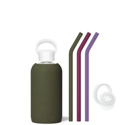 OLIVE & THE MARTINI & MANI - LITTLE BOTTLE SIP KIT 500ML (16 OZ) -Bkr Shop bkr sip kit silicone straw cap glass water bottle 16oz olive the martini mani little bottle sip kit 500ml 16 oz grommpb t16pb 34977259061419