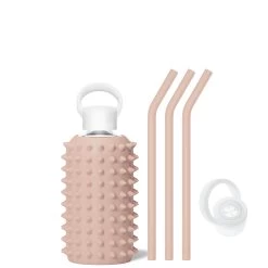 TEDDY SPIKED - LITTLE BOTTLE SIP KIT 500ML (16OZ) -Bkr Shop bkr sip kit silicone straw cap glass water bottle 16oz spiked teddy little bottle sip kit 500ml 16 oz tntskpk t16pb 35006006362283