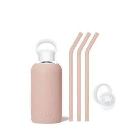 TEDDY - LITTLE BOTTLE SIP KIT 500ML (16 OZ) -Bkr Shop bkr sip kit silicone straw cap glass water bottle 16oz teddy little bottle sip kit 500ml 16 oz tntskpb t16pb 35006007378091