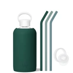 EVERLY & SEA FOREST - BIG BOTTLE SIP KIT 1L (32 OZ) -Bkr Shop bkr sip kit silicone straw cap glass water bottle 32oz everly sea forest big bottle sip kit 1l 32 oz gresfpb t32pb 34885087461547