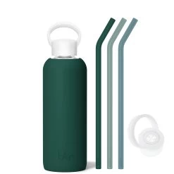 EVERLY & SEA FOREST - DEMI BOTTLE SIP KIT 650mL (22 OZ) -Bkr Shop bkr sip kit silicone straw cap glass water bottle 32oz everly sea forest demi bottle sip kit 650ml 22 oz gresfpb t22pb 34890585768107