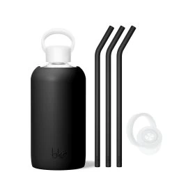 JET - BIG BOTTLE SIP KIT 1L (32 OZ) -Bkr Shop bkr sip kit silicone straw cap glass water bottle 32oz jet big bottle sip kit 1l 32 oz bkjskpb t32pb 34994613420203