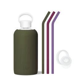 OLIVE & THE MARTINI & MANI - BIG BOTTLE SIP KIT 1L (32 OZ) -Bkr Shop bkr sip kit silicone straw cap glass water bottle 32oz olive the martini mani big bottle sip kit 1l 32 oz grommpb t32pb 34977258012843