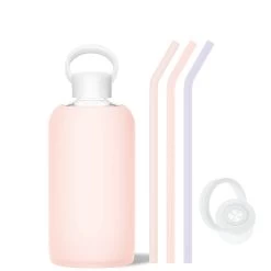 PARIS & THE COTTON CANDY - BIG BOTTLE SIP KIT 1L (32 OZ) -Bkr Shop bkr sip kit silicone straw cap glass water bottle 32oz paris cotton candy big bottle sip kit 1l 32 oz mxpcctb t32pb 35462479380651
