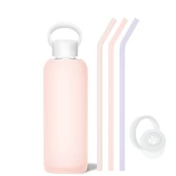 PARIS & THE COTTON CANDY - DEMI BOTTLE SIP KIT 650ML (22 OZ) -Bkr Shop bkr sip kit silicone straw cap glass water bottle 32oz paris cotton candy demi bottle sip kit 650ml 22 oz mxpcctb t22pb 35462480691371