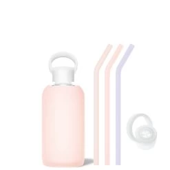 PARIS & THE COTTON CANDY - LITTLE BOTTLE SIP KIT 500ML (16 OZ) -Bkr Shop bkr sip kit silicone straw cap glass water bottle 32oz paris cotton candy little bottle sip kit 500ml 16 oz mxpcctb t16pb 35462481969323