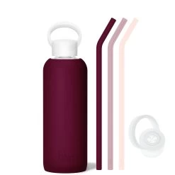 VALENTINA & A KISS ON EACH CHEEK - DEMI BOTTLE SIP KIT 650mL (22 OZ) -Bkr Shop bkr sip kit silicone straw cap glass water bottle 32oz valentina a kiss on each cheek demi bottle sip kit 650ml 22 oz rdvkcpb t22pb 34775388618923