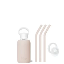 DOE - TEENY BOTTLE SIP KIT 250ML (8 OZ) -Bkr Shop bkr sip kit silicone straw cap glass water bottle 8oz doe teeny bottle sip kit 250ml 8 oz tndskpb t08pb 34994256445611