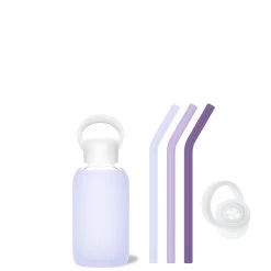 DREAM & THE SOCIALITE VIOLETS - TEENY BOTTLE SIP KIT 250ML (8 OZ) -Bkr Shop bkr sip kit silicone straw cap glass water bottle 8oz dream the socialite violets teeny bottle sip kit 250ml 8 oz bldsstb t08pb 35005517136043