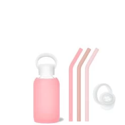 ROSE & THE CHAMPAGNE PINKS - TEENY BOTTLE SIP KIT 250ML (8 OZ) -Bkr Shop bkr sip kit silicone straw cap glass water bottle 8oz rose the champagne pinks teeny bottle sip kit 250ml 8 oz pkrcppb t08pb 35005365715115