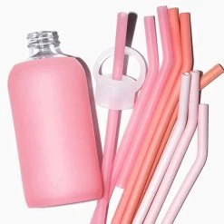 FAIRYTALE PINKS LITTLE BOTTLE STRAWS 500ML (16 OZ) SET OF THREE -Bkr Shop bkr water bottle accessory kit fairytale pinks straws 500ml 16 oz set of three mxftpab n53rt 812746029791 33549552091307